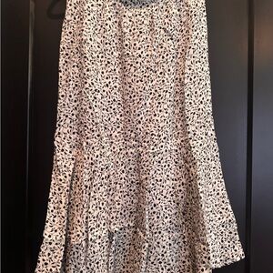 Shapely Ruffle Leaf Pattern Midi Skirt